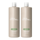 Shampoing lissant Paul Mitchell, bouteille lumineuse, discipline les cheveux rebelles et facilite le démêlage.