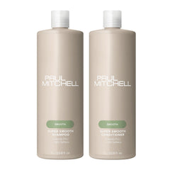 Shampoing lissant Paul Mitchell, bouteille lumineuse, discipline les cheveux rebelles et facilite le démêlage.