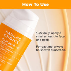 Texture crème légère Paula's Choice C5 Super Boost prête à l'application matinale.