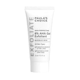 Paula's Choice flacon gel exfoliant AHA 8% prêt voyage, révèle peau plus lisse.