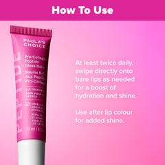 Paula's Choice Pro-Collagen Peptide Gloss Lip Balm—hydratation instantanée qui apaise les lèvres sèches.