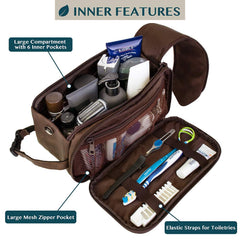Dopp kit PAVILIA avec grande ouverture pour accès rapide aux essentiels.