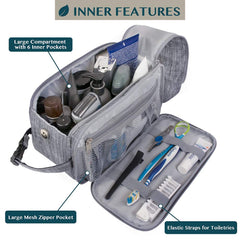 PAVILIA Trousse de toilette homme, rangements et poches maille pour l'organisation.