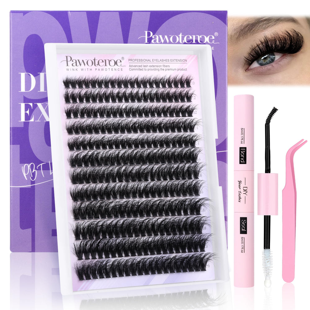 Pawotence kit extensions cils 80D 10-20mm pour un look plus fourni à domicile.