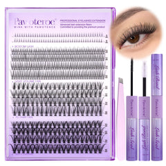 Pawotence kit extension cils clusters en 4 styles pour look naturel à la maison.
