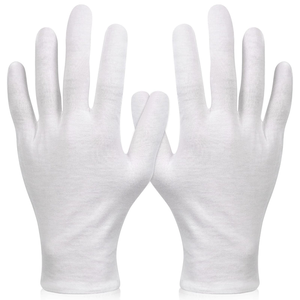 Gants Paxcoo en coton blanc XL, vue générale pour soins hydratants des mains.