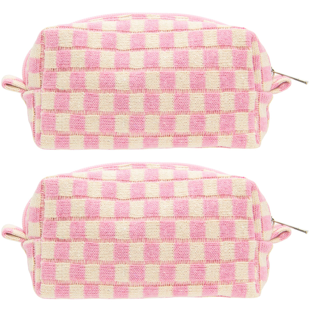 PAZIMIIK trousse maquillage carreaux rose beige, pratique et légère pour le sac
