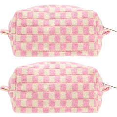 PAZIMIIK trousse maquillage carreaux rose beige, pratique et légère pour le sac