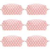 PAZIMIIK coffret maquillage carreaux, vue frontale, pratique pour le voyage