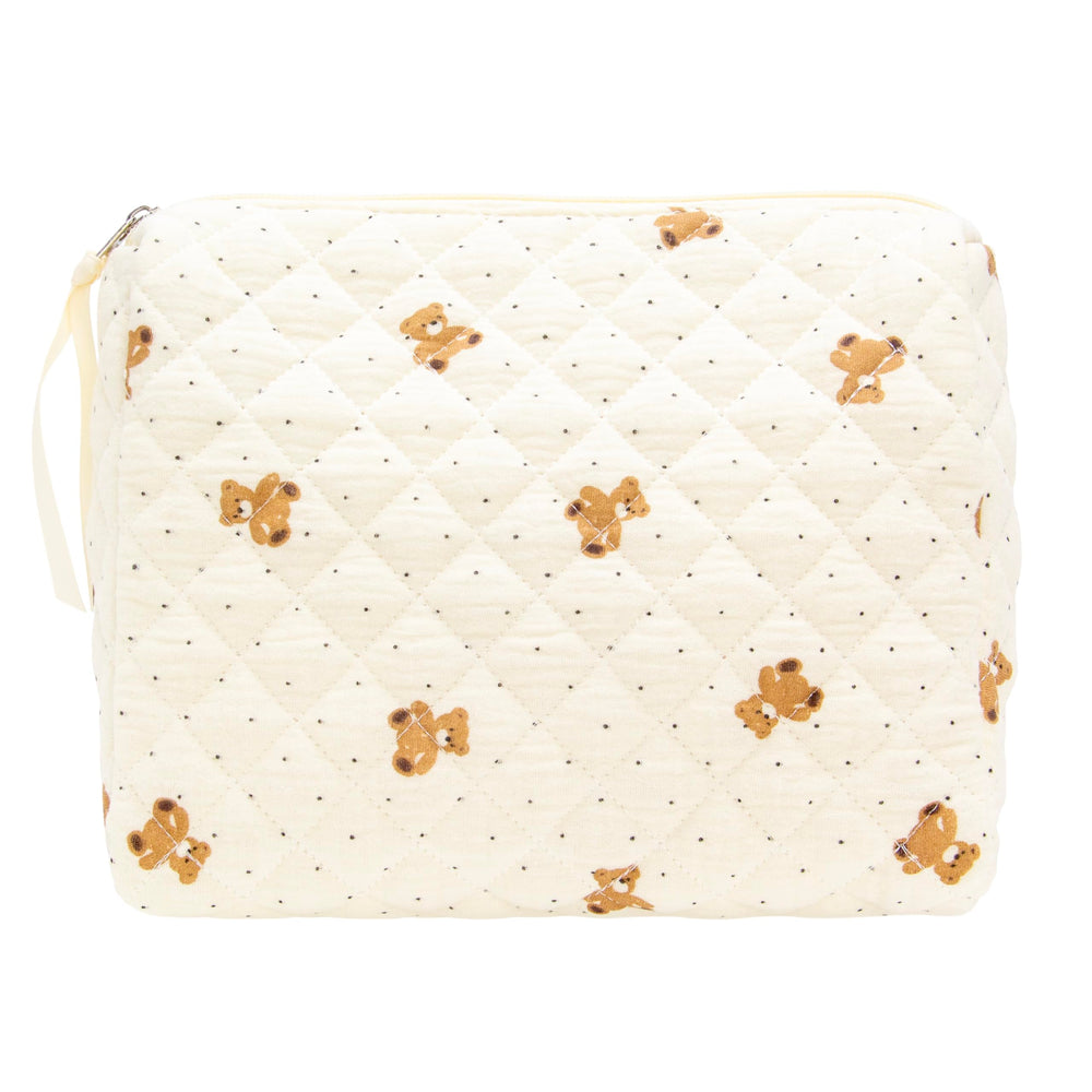 PAZIMIIK pochette-maquillage quiltée exterieur luxe : rangement élégant pour vos essentiels de voyage.