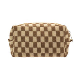 PAZIMIIK trousse maquillage damier cafe, rangement pratique dans le sac à main.