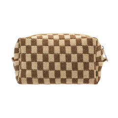 PAZIMIIK trousse maquillage damier cafe, rangement pratique dans le sac à main.