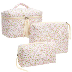 PAZIMIIK trousse maquillage matelassée rose grand, rangement élégant pour vos essentiels