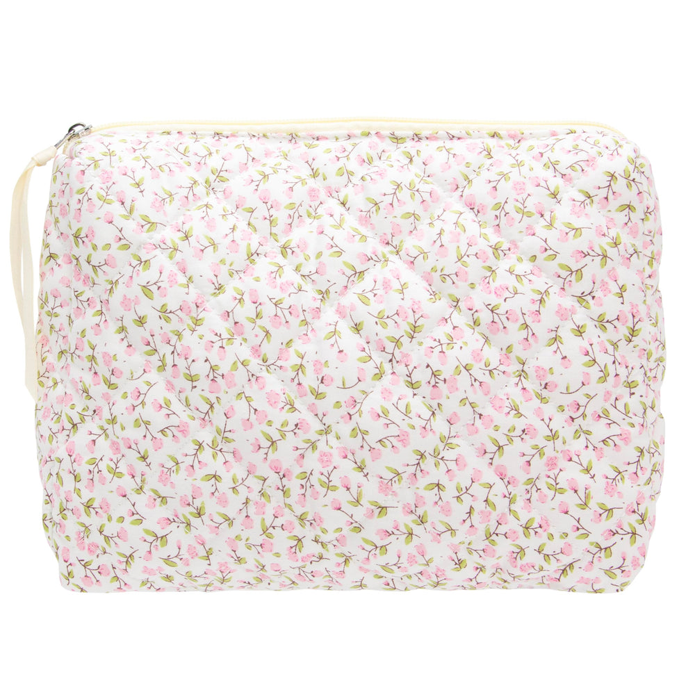 PAZIMIIK Trousse maquillage quiltée rose, extérieur élégant pour l'organisation beauté.