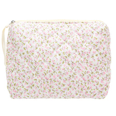 PAZIMIIK Trousse maquillage quiltée rose, extérieur élégant pour l'organisation beauté.