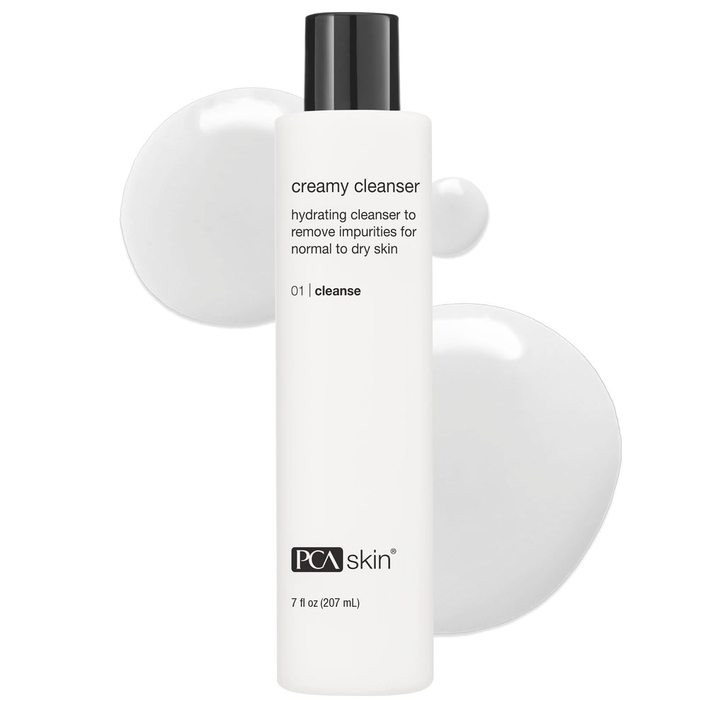PCA SKIN nettoyant visage crèmeux en bouteille, hydratation douce.