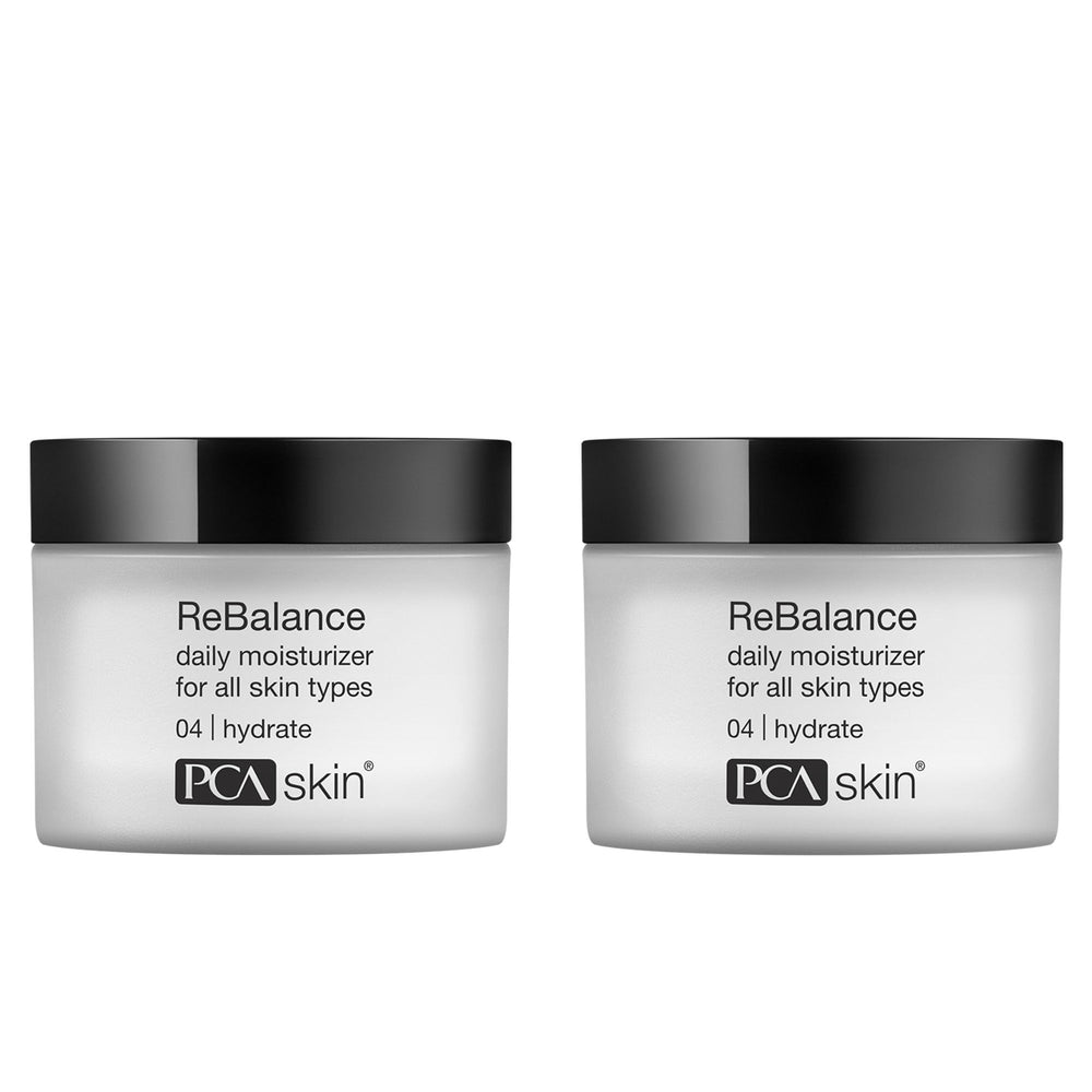PCA SKIN ReBalance crème visage et bouteille, hydratation douce et équilibre de la peau.