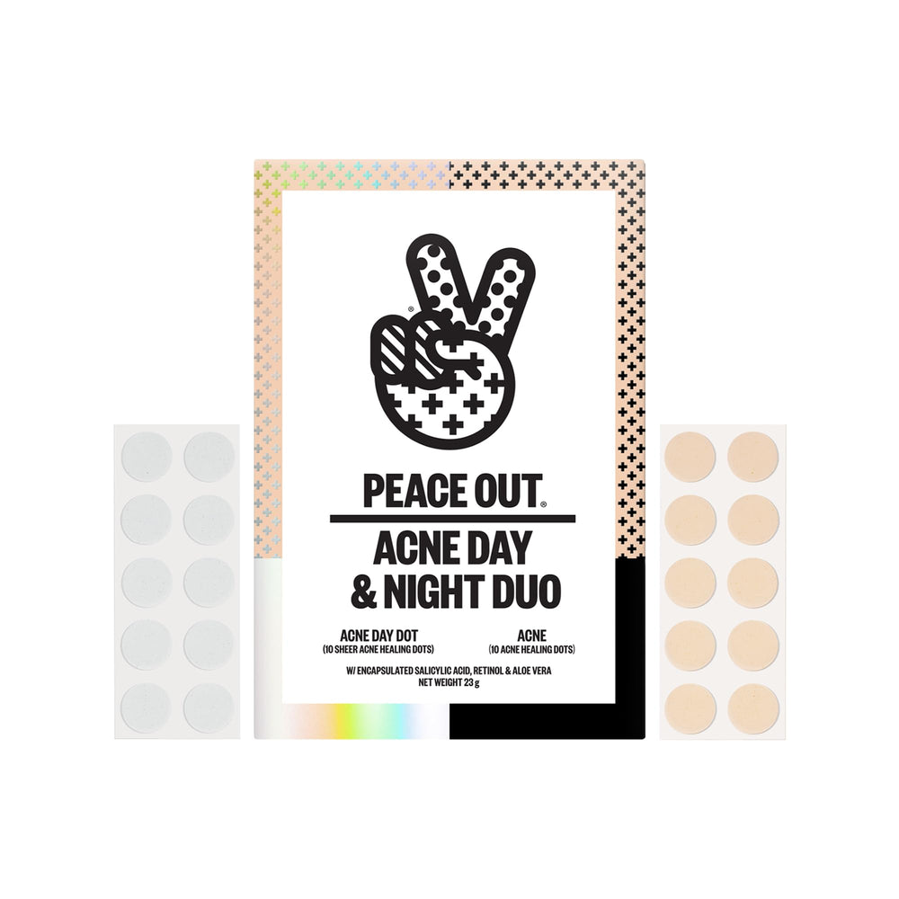 Patch anti-acné PEACE OUT jour invisible, utilisation discrète sous le maquillage.