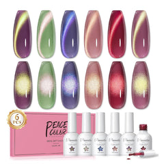 PEACECOLOR Cat Eye rouge étincelant, vernis gel avec effet glamour