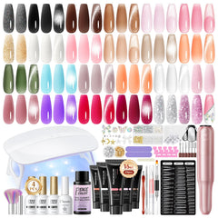 PEACECOLOR kit polygel 52 pièces avec lampe UV pour usage à domicile.