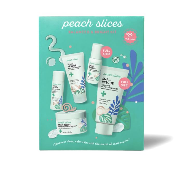 Peach Slices Kit Sauvetage Escargot Équilibre Brillance: teint lumineux et peau équilibrée.