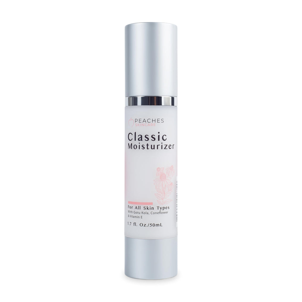 Peaches Skincare : bouteille crème visage, hydratante et légère pour tous les types.