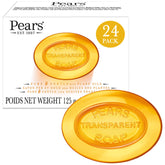 Savon Pears ambre transparent, mousse douce pour lavage quotidien.