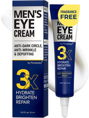 PENEBELLA Creme Yeux pour hommes, image du pot illustrant les sacs sous les yeux.
