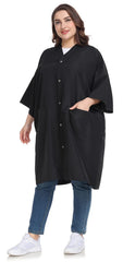 PERFEHAIR cape de salon plus taille, idéale pour les clients de toutes morphologies.