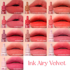 Peripera Ink Airy Velvet Lip Tint propose une finition satinée et des pigments riches.