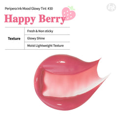 Effet plumping discret du Peripera Ink Mood Glowy Tint sur les lèvres.