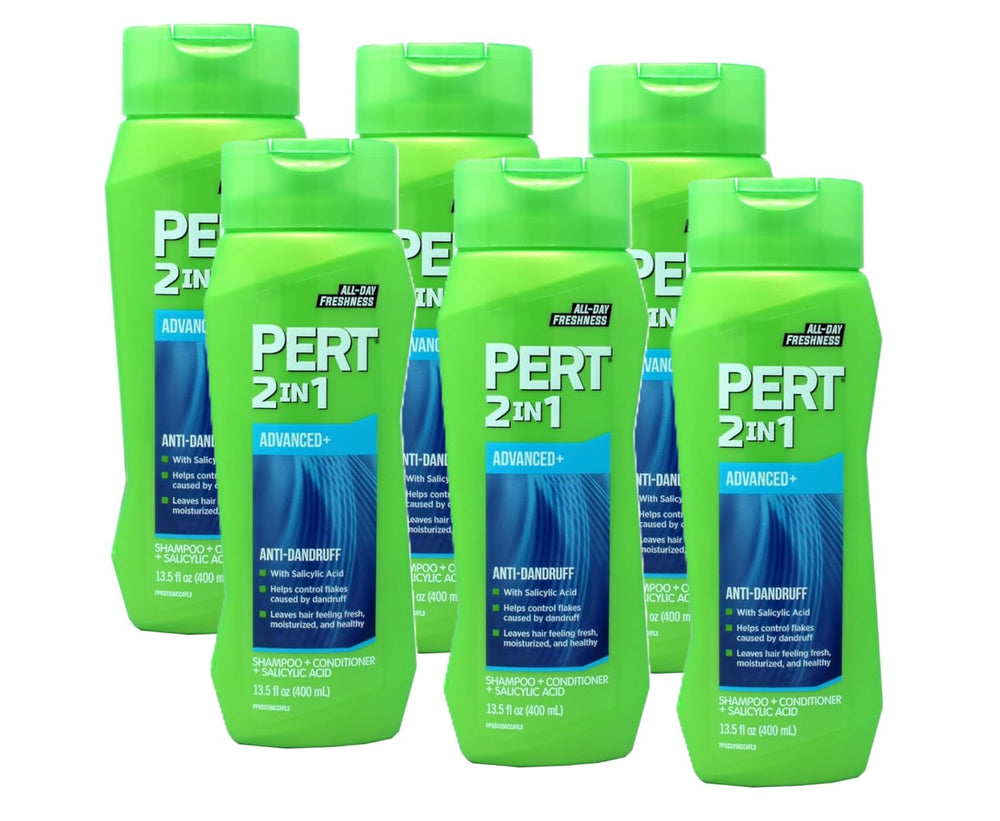 Pert 2-en-1: bouteille anti-pelliculaire prête à l’emploi pour cheveux propres.