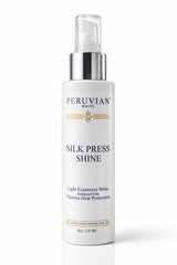 Peruvian White Silk Press, flacon: brillance et protection thermique lors du coiffage.