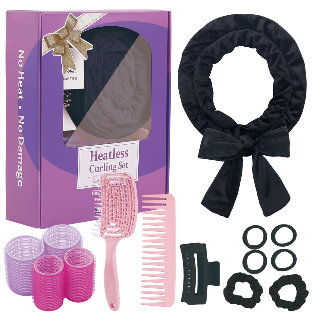 PetalPursuit rouleaux sans chaleur noir pour boucles naturelles et volumineuses.