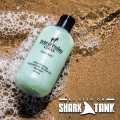 Pete & Pedro CLEAN shampoo label close-up emphasizes paraben-free formula.