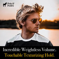 Pete & Pedro SALT spray provides light hold with natural, low-shine finish.