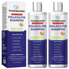 PHARMBANNER shampooing antifongique en bouteille pour cuir chevelu sain et équilibré.