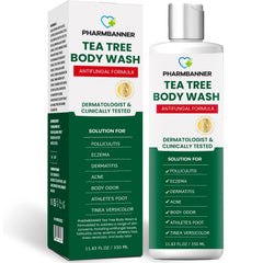 PHARMBANNER Tea Tree Body Wash, bouteille: nettoyage en douceur et fraîcheur durable.