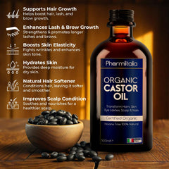 Cold-pressed Pharmlitalia Castor Oil preserving nutrients and moisture