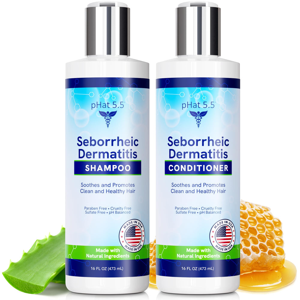 pHat 5.5 – Bouteilles duo shampooing et après-shampooing apaisants, soin doux pour cuir chevelu sensible.