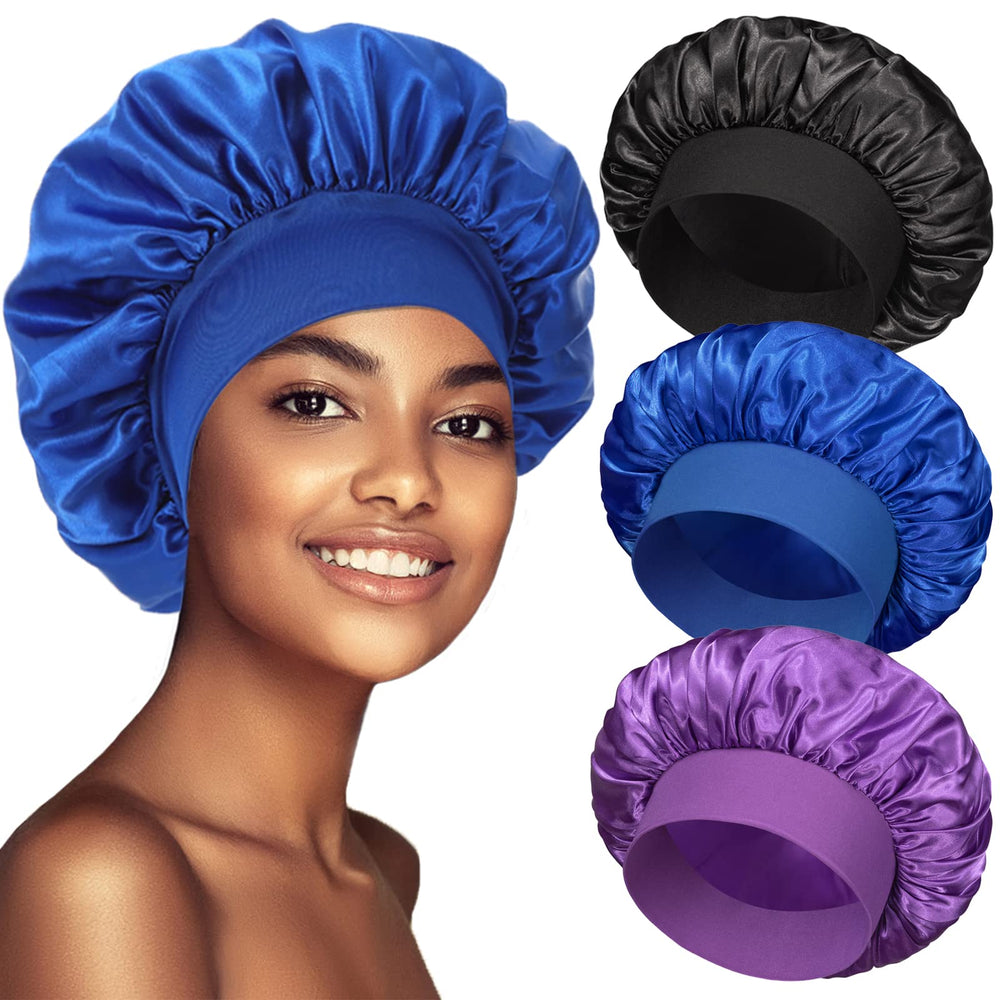 PHILIGHTS 3-pack bonnet satin – ensemble pratique pour protéger les cheveux en dormant.