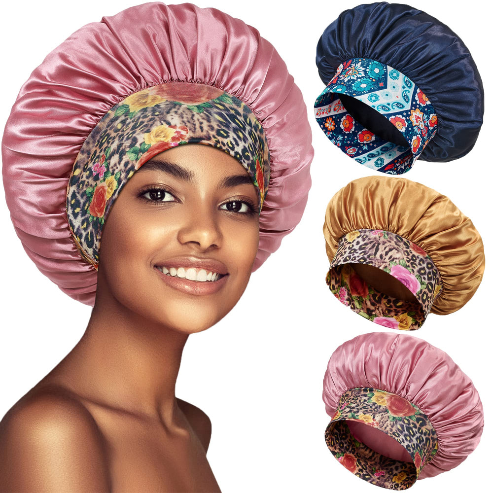 PHILIGHTS bonnet satin pour dormir, bande large et confort pour cheveux bouclés