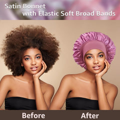 PHILIGHTS bonnet satin, grand format pour cheveux longs et bouclés, couverture complète.