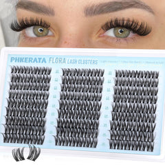 PHKERATA Flora Lash Clusters kit 162 pièces pour volume léger et regard naturel.