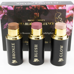 Phoenix Beauty ensemble bâton contour emballage noir et or, élégant et pratique pour déplacements