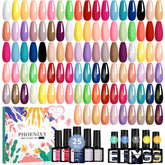 Coffret Phoenixy avec 25 couleurs vernis gel pour looks variés à domicile