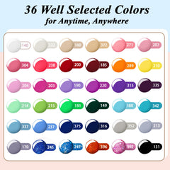 Phoenixy palette de 36 couleurs gel pour designs variés et éclatants.
