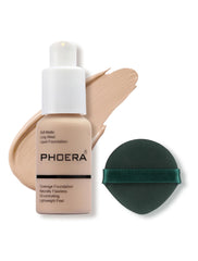 PHOERA fond de teint: application lisse pour un fini mat et uniforme.