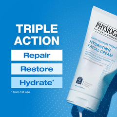 Physiogel crème de nuit appliquée, apporte une hydratation nocturne et réconforte la peau.