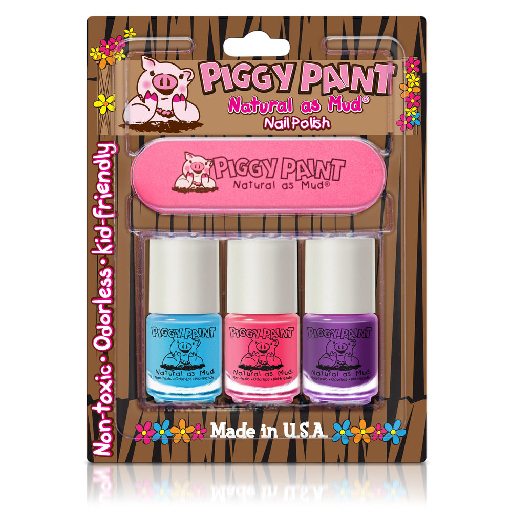 Kit Piggy Paint avec Vernis Sea-quin et lime pour des ongles sûrs et amusants.